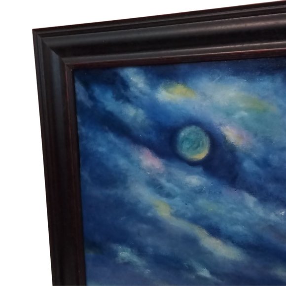 SOLD Framed Original Landscape Oil Painting Titled Man in the Moon 16x20 - Picture 7 of 7